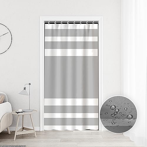 48x72inch Gray and White Stripes Shower Curtain Casual Style Relaxing Spa Horizontal Stripe Texture Design Modern Home Bath Curtain for Bathroom Bathtubs Decoration with Hooks - color: Gray White, size: 48"W x 72"L (Pack of 1)