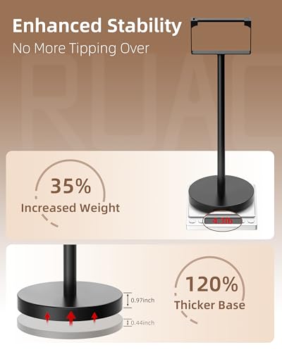 RUACQ Toilet Paper Holder Stand, Floor Toilet Paper Stand with Weighted Base, SUS304 Stainless Steel Bathroom Toilet Paper Holder Free Standing, Heavy Duty (Matte Black, 1 Pack) - color: Matte Black, size: Free Standing