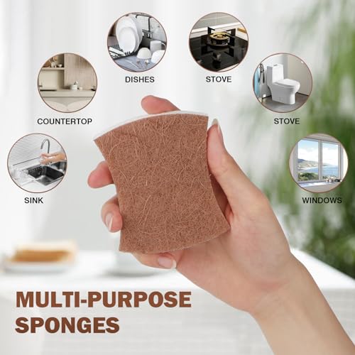 Orighty Non-Scratch Scrub Sponge, 24-Pack, Cellulose Kitchen Scrubber Sponges, Ideal for Kitchen Cleaning, Non-Stick Cookware, Washing Dishes, Bathroom, and Household - color: White