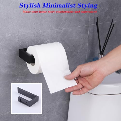GERZWY Bathroom Accessory 2-Piece Set SUS 304 Stainless Steel Toilet Paper Holder Towel Ring Wall Mount, Matte Black HG1708-2BK - color: Matte Black