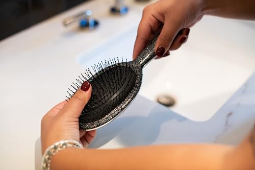 FRAMAR Glitter Hair Brush Detangler, Detangling Hairbrush For Women, Wet Hair Brush For Girls, Hair Detangler Brush, Wet Hairbrush, Hairbrushes, Girls Hairbrush Detangler, Reduces Frizz - Black - color: Glitter - Black