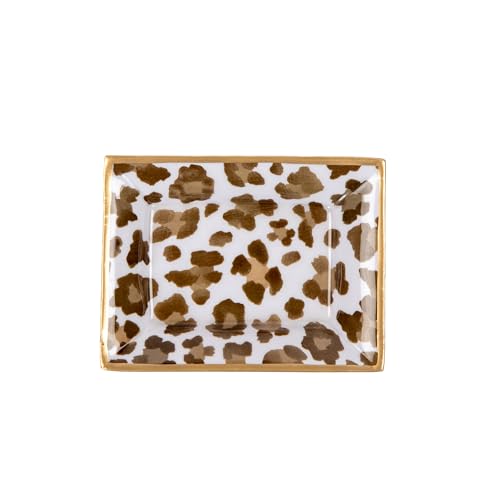 Jaye's Studio Leopard Cream Enameled Rectangle Catch All Tray, Jewelry Tray for Bathroom, Vanity - Decorative Landry Tray - color: Cream Leopard