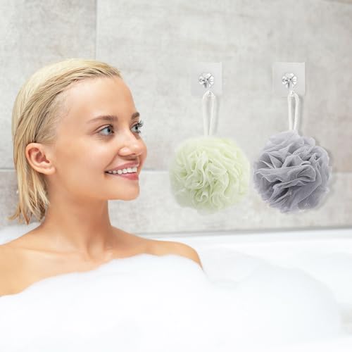 8 Small Mesh Pouf Bath Sponge - Mesh Loofah Body Exfoliating Shower Ball Shower Sponge - color: White,green,brown,gray - 8 Pcs