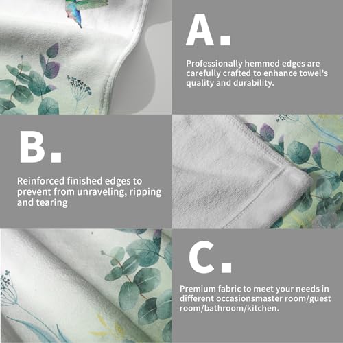 Sage Green Eucalyptus Leaves Hand Towels for Bathroom - Spring Summer 2PCS Watercolor Floral Soft Absorbent Fingertip Towel - Kitchen Dish Towels for Home Decor 14"x28" - color: Sage Green Eucalyptus
