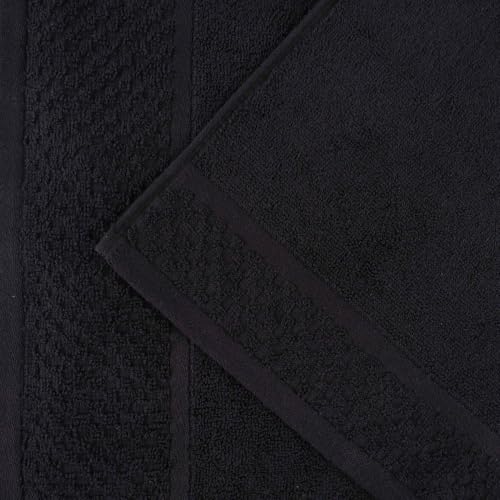 Superior Cotton Bathroom Towel Set Plush Absorbent, 12 Piece, Black Ivory | Soft Quick Dry, Jacquard & Solid Pattern Assorted Towels, Daily Skincare and Facial Cleansing, 12 Washcloths Lodie Collection - color: Black-ivory, size: Face Towel 12 - Pack (Jac