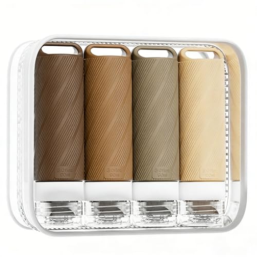 5 packs of toiletries travel bottles, TSA Approval silicone travel containers, leak proof refillable shampoo and conditioner are essential for travel, fitness, business trips, office use(coffee) - color: Brown