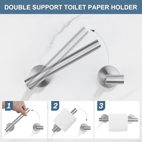 Brushed Nickel Bathroom Hardware Accessories Set, 5 Pieces Round Towel Bar Set Toilet Paper Holder Towel Rail Set for Bathroom Stainless Steel Wall Mounted Bathroom Set,23.6 in - color: Brushed Nickel, size: 5 Pieces A