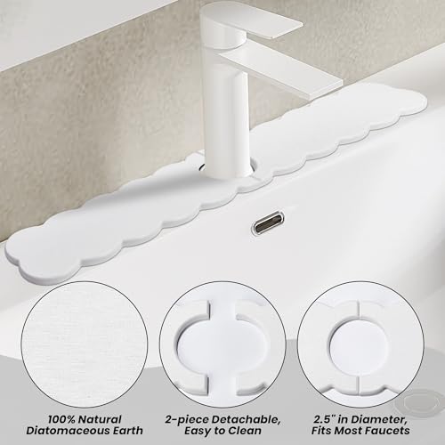 23.6'' Long Size Diatomite Faucet Mat Fast Drying Stone Sink Tray Splash Proof Bathroom Counter Faucet Super Water Absorption - size: 23.6" x 3.9"