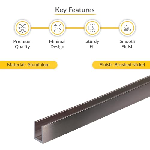 Brixwell SDCD38BN Brushed Nickel 3/8" Fixed Panel Shower Door Deep U-Channel - 95" Length - color: Brushed Nickel, size: 95"