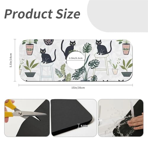 Kitchen Sink Splash Guard，Cats and potted plants Faucet Mat Sink Gadgets-Super Absorbent Fast Drying Mat Drip Catcher for Kitchen, Bathroom,Sink Mat, Dish Drying Mat, Bathroom(15" X 5.5" ) - color: Cats and potted plants