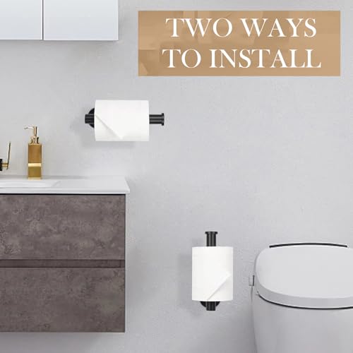 JOPOFI Toilet Paper Holder - Adhesive Toilet Paper Holder - Matte Black | Toilet Paper Holder Wall Mount for Bathroom,Stainless Steel Command Strip Toilet Paper Roll Holder Stick On Wall,No Drilling - color: Matte Black, size: 1pcs