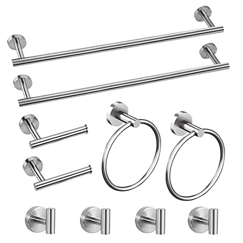 Cilee 10 Piece Brushed Nickel Bathroom Accessories Set, 16 inch Brushed Nickel Bathroon Hardware Set Towel Bar Ring Toilet Paper Holder Robe Towel Hook SUS304 Stainless Steel - color: Brushed Nickel, size: 16inch