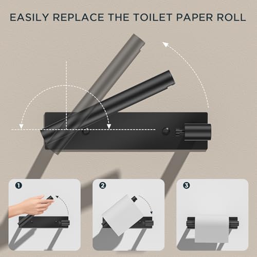 FORIOUS Toilet Paper Holder Wall Mount, Stainless Steel Rustproof Double Post Pivoting Tissue Roll Holder for Bathroom, Commercial Toilet Paper Dispenser (Matte Black, Modern Square 1 Pack) - color: Matte Black
