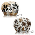 2 PCS Shower Cap Reusable Waterproof Adjustable Double Layer Elastic Dry Hair Bathing Caps Aesthetic Cute for Women Girls-Leaf Cowhide - color: H-17-Leaf Cowhide