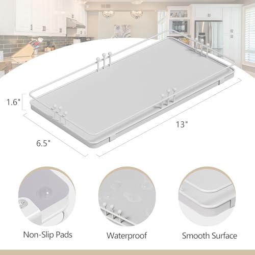 Toilet Paper Basket, Bathroom Basket for Counter Toiletries Towel Decor TP, Toilet Tank Tray, Guest Back of Toilet Organizer Storage, Vanity Tray for Perfume Makeup, Kitchen 13”x6.5” White - color: White + White, size: 13" x 6.5" x 1.6"