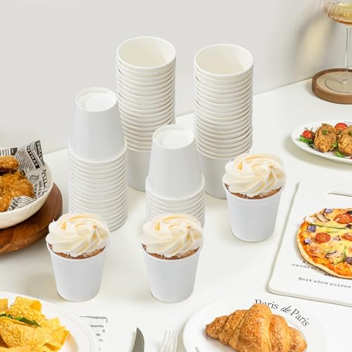 SIUQ 600 Pack 3 oz Paper Cups, Disposable Bathroom Cups, Small Mouthwash Cups, White Paper Cups, Hot/Cold Beverage Drinking Cup for Bathroom, Home, Party, Office, Picnic, Travel and Events - color: 600pack-3oz