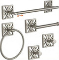 Autumn Alley 5 Pieces Nickel Bathroom Accessories Set, Wall Mounted – Silver Toilet Paper Holder, Chrome Bath Towel Holder, Brushed Nickel Towel Ring & Silver Bathroom Hardware Set Complete - color: Silver Brushed Nickel