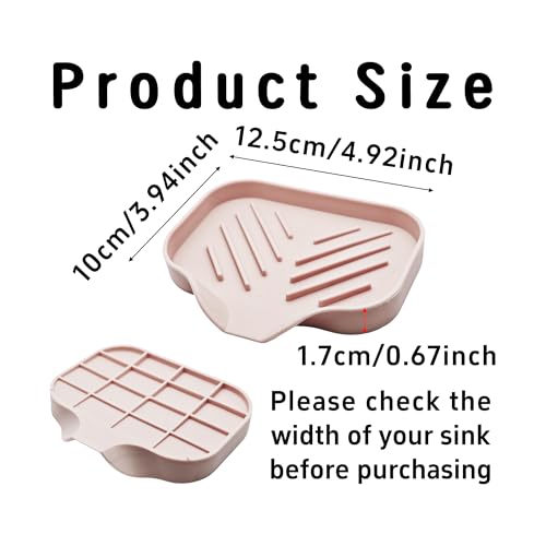 4.9” x 3.9” Silicone Soap Dish with Self-Draining Spout, Multi-Purpose Kitchen Bathroom Sink Organizer Tray for Bar Soap, Sponge, Dispenser Bottle Counter Storage, Pink - color: Pink, size: 4.9” x 3.9”