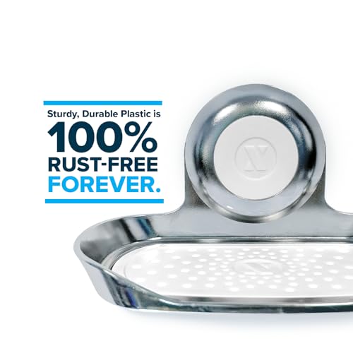 SlipX Solutions Strong Hold Soap Saver, Suction Cup Soap Holder, Must Have Universal Kitchen & Bathroom Shower Accessories (Chrome Finish, Single Tray) - color: Chrome Finish, size: Single Tray (1 Pack)
