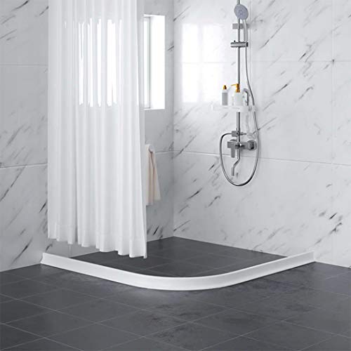 122 Inch Shower Threshold Water Dam Collapsible Bath Shower Barrier Water Stopper Retention System Dry and Wet Separation for Bathroom Kitchen and More (10ft) - color: White-2" High, style: 122 Inch