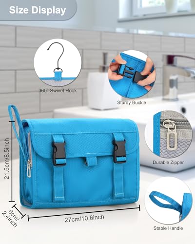 Relavel Travel Hanging Toiletry Bag for Women Men, Large Cosmetic Bags with Compartments, Water-resistant Travel Organizer for Accessories, Shampoo, Full Sized Container, Toiletries (Blue) - color: 02 Blue, size: Large