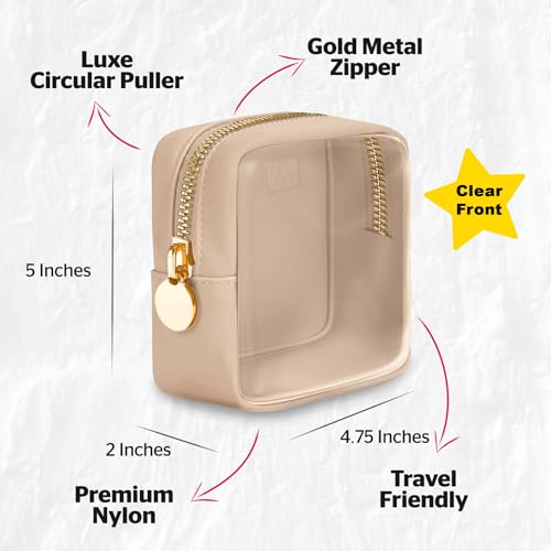 DANCOUR Clear Makeup Bag Mini Makeup Bag for Purse Mini Bag Pouch Purse Clear Pouch Small Cosmetic Bag Travel Case Travel Cosmetic Case (Beige) - color: Beige, style: Mini