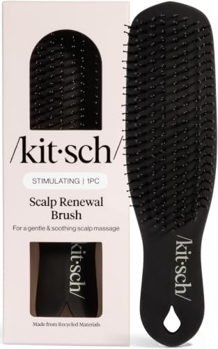 Kitsch Scalp Renewal Brush - Exfoliating & Scalp Massager for Hair Growth, Gentle Head Massage Brush to Remove Buildup, Boost Circulation & Relaxing Head Scrubber for Washing Hair - Black - color: Black