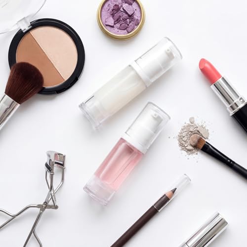 Zhehao 60 Pcs 5 ml Airless Pump Bottle Refillable Plastic Airless Vacuum Dispenser Travel Size Clear Cosmetic Sample Vial Container Jars for Lotion Cream Foundation Liquid Toiletries - size: 5 ml