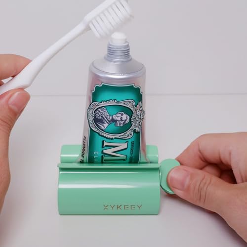 XYKEEY Toothpaste Tube Squeezer - Set of 2 Toothpaste Squeezer Rollers, Metal Toothpaste Tube Wringer Seat Holder Stand (Green) - color: Green