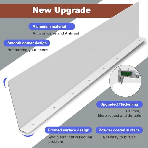 Gutter Valley Splash Guards, 15.7 x 3.5 Inch 8 Pack Gutter Guard, Aluminum Rain Gutter Guard Downspout Rain Diverter for Roof Shingle, Rain Drip Guard for Straight House (White) - color: White-C