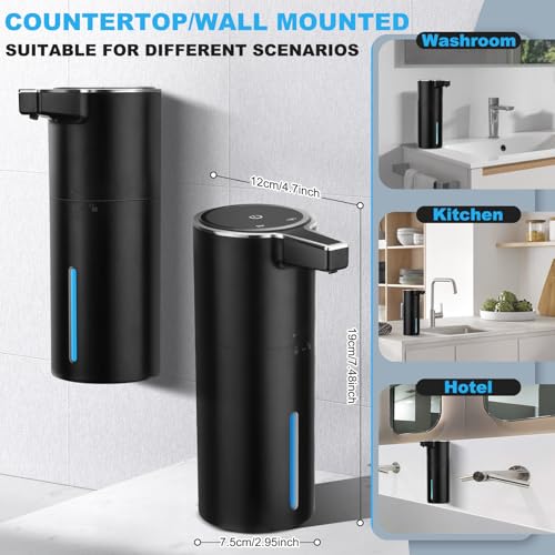 2 Pack Automatic Soap Dispenser: 13.52oz/400ml Wall Touchless Liquid - 4-Level Adjustable Modern Electric Hand Soap Dispenser - Kitchen Bathroom Kids Family Black - color: 2 Pack Black Liquid