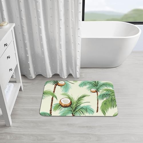 Stone Bath Mats for Bathroom Diatomaceous Earth Bath Mat Super Absorbent Floor Mat Summer Coconut Tree1 Stone Drying Mats Quick Drying Diatomite Shower Mat for Bathtub Pad 19.7x31.5in - color: Summer Coconut Tree1, size: 1'8" x 2'8" (Rectangular)