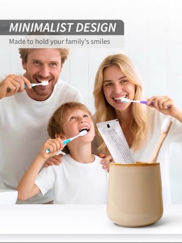 BosilunLife Bathroom Toothbrush Holder - Ceramic Toothbrush Cup Holder 13Oz Coffee Color Bathroom Toothbrush Holder and Bathroom Dressing Table Toothbrush Holder, Perfect for Home and Hotel Use - color: Coffee, size: rounded base
