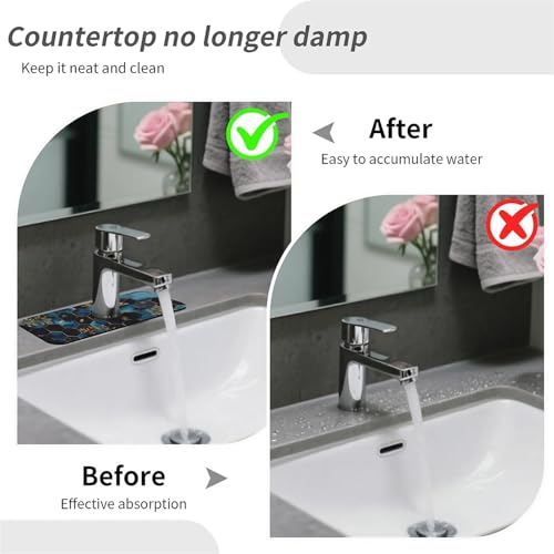 Faucet Fast Absorbent Pad - Golden Honeycomb Blue Black Marble , Suitable For Kitchen, Bathroom, Island And Other Scenes - color: Golden honeycomb blue black marble