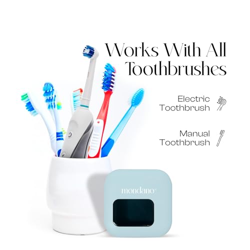 Mondano UV-C Toothbrush Sanitizer and Holder, Toothbrush Case - Manual/Electric Toothbrush Cover for Any Toothbrush Head - Rechargeable Toothbrush Travel Case, Tooth Brush Cover Cap for Home - color: Sky Blue
