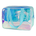Holographic TPU Makeup Bag - Blue Rainbow Cosmetic Pouch, 11.81x4.3x8.26inches Waterproof Large Clear Travel Bag for Travel & Organizer (A230023-298-5) - color: Holographic Blue1