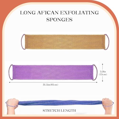 African Net Sponge Authentic - 3 Pcs Exfoliating Net Sponge with Mit Engmaschigem Design for Body & Back Scrubber, 31.5-Inch Long Bath Sponge for Shower, Skin Smoothing Washcloth (Pink, Yellow, White) - style: light