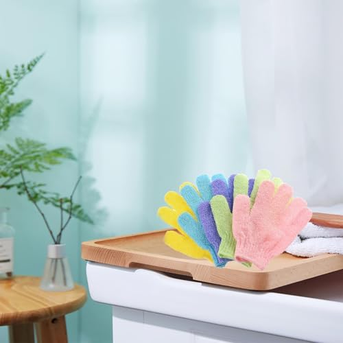Exfoliating Glove 2PCS Use Quality Loofah Sponge Exfoliating Body Scrubber Deep Cleansing Removes Dead Skin for Both Women and Men (Purple Red) - color: A8-purple Red