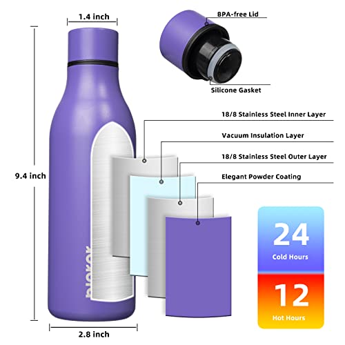 BJPKPK Insulated Water Bottles, 18 oz Stainless Steel Metal Water Bottle with Strap, BPA Free Leak Proof Jugs, Mugs, Flasks, Reusable Thermal Flasks for Sports & Travel, Purple - color: Purple, size: 18 Ounces, style: 18oz