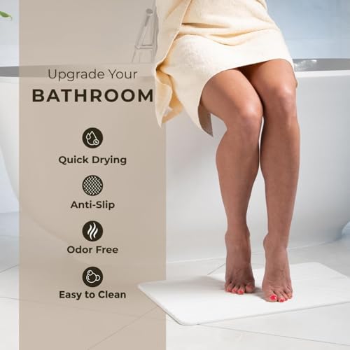 TOSORO - Stone Bath Mat Diatomaceous Earth Shower Mat Non-Slip Super Absorbent Diatomite Stone Bath Mats for Bathroom Floor Quick Drying Natural Easy to Clean (23.5 x 15) - Sandstone - color: Flow Sandstone, size: Pack of 1