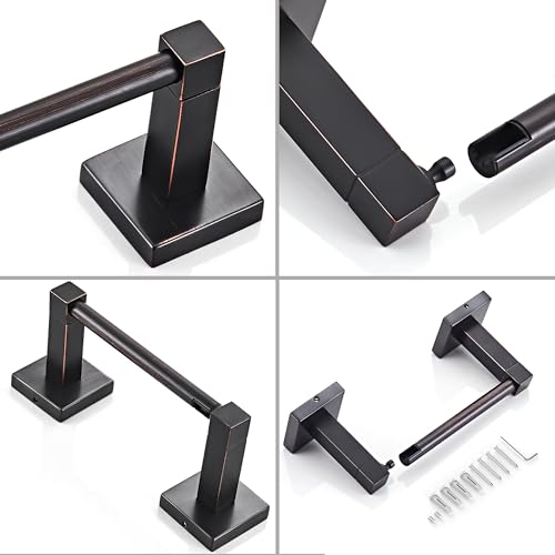 Ruacq Toilet Paper Holder Oil Rubbed Bronze-Toilet Paper Holder Wall Mount Double Post Pivoting Square-Toilet Tissue Roll Holder Rustproof Stainless Steel - color: Oil Rubbed Bronze, size: Square