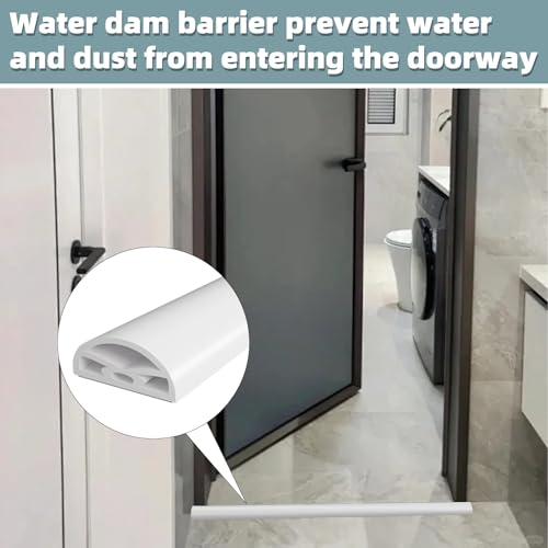 78Inch New Shower Threshold Water Dam Barrier,Collapsible Self-Adhesive Silicone Shower Water Guard for Bathroom Bathtub and Kitchen,Shower Water Blocker Suitable for Wheelchair Access(White) - color: White, size: 78 Inch
