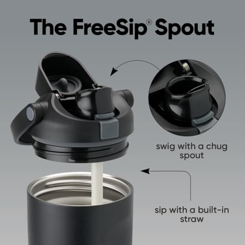 Owala FreeSip Sway Insulated Stainless Steel Water Bottle with Two-Way Spout, Built-In Straw and Bucket Handle, Made for Travel, School, and Sports, 30oz, BPA Free, Leak Proof, Peachy Keen - color: Peachy Keen, size: 30 Ounces