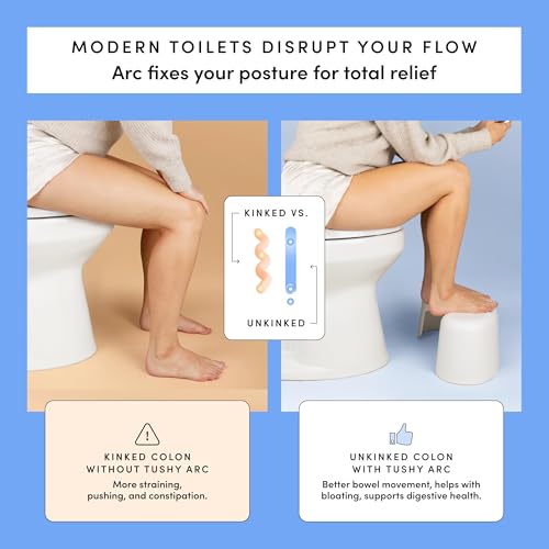 TUSHY Arc Toilet Stool: Supports a Natural Squatting Posture to Unkink Your Colon for Easier Bowel Movements (Sleek, Space-Saving Design with Smooth, Curved Shape for Foot Comfort), Pebble - color: Pebble