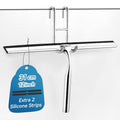 ecooe Silicone Shower Squeegee with Hanger, Shower Glass Cleaner Wiper, Black Window Squeegee Scraper with Stainless Steel Core for Home Bathroom Kitchen Car Glass Doors - size: 04-Siliver 12″/31cm