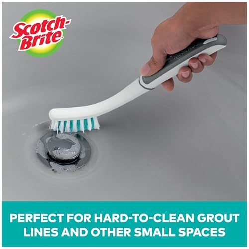 Scotch-Brite Tile & Grout Brush, Strong Bristles to Scrub Away Grime, 6 Count