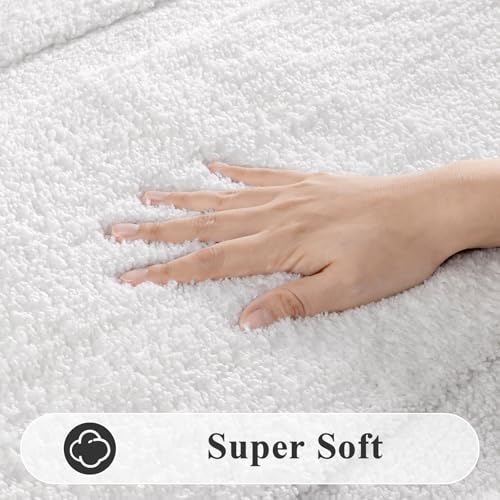 SHACOS White Bathroom Rugs Sets 3 Piece Small Bath Mat U Shaped Toilet Rug | 20x32+ 16x24+ 20x24, Soft Fluffy Microfiber Bath Rugs Set, Non Slip Washable Absorbent Bathroom Floor Mats Carpet Shower Rug - color: White, size: 16"x24"+ 20"x32"+U Shape 20"x24