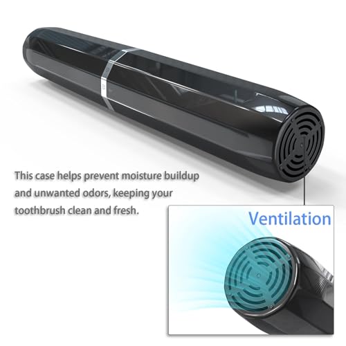 Long Ventilated Electric Toothbrush Travel Case, Portable Holder, Fits Most Standard Straight Electric Toothbrushes (Black) - color: Black