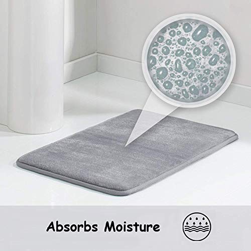 Grey Memory Foam Bath Mat - Incredibly Soft Absorbent Rug Sets - Non-Slip and 17 x 24 inches - Use for Kitchen or Bathroom - color: Grey, size: 17 x 24 inches