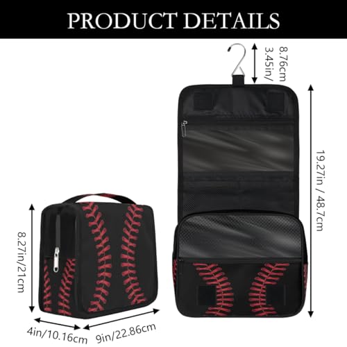 Travel Hanging Toiletry Bag for Women Men Black Baseball Cosmetic Bag Waterproof Makeup Organizer for Accessories, Shampoo, Full Sized Container, Toiletries for Bathroom Shower - color: E 06